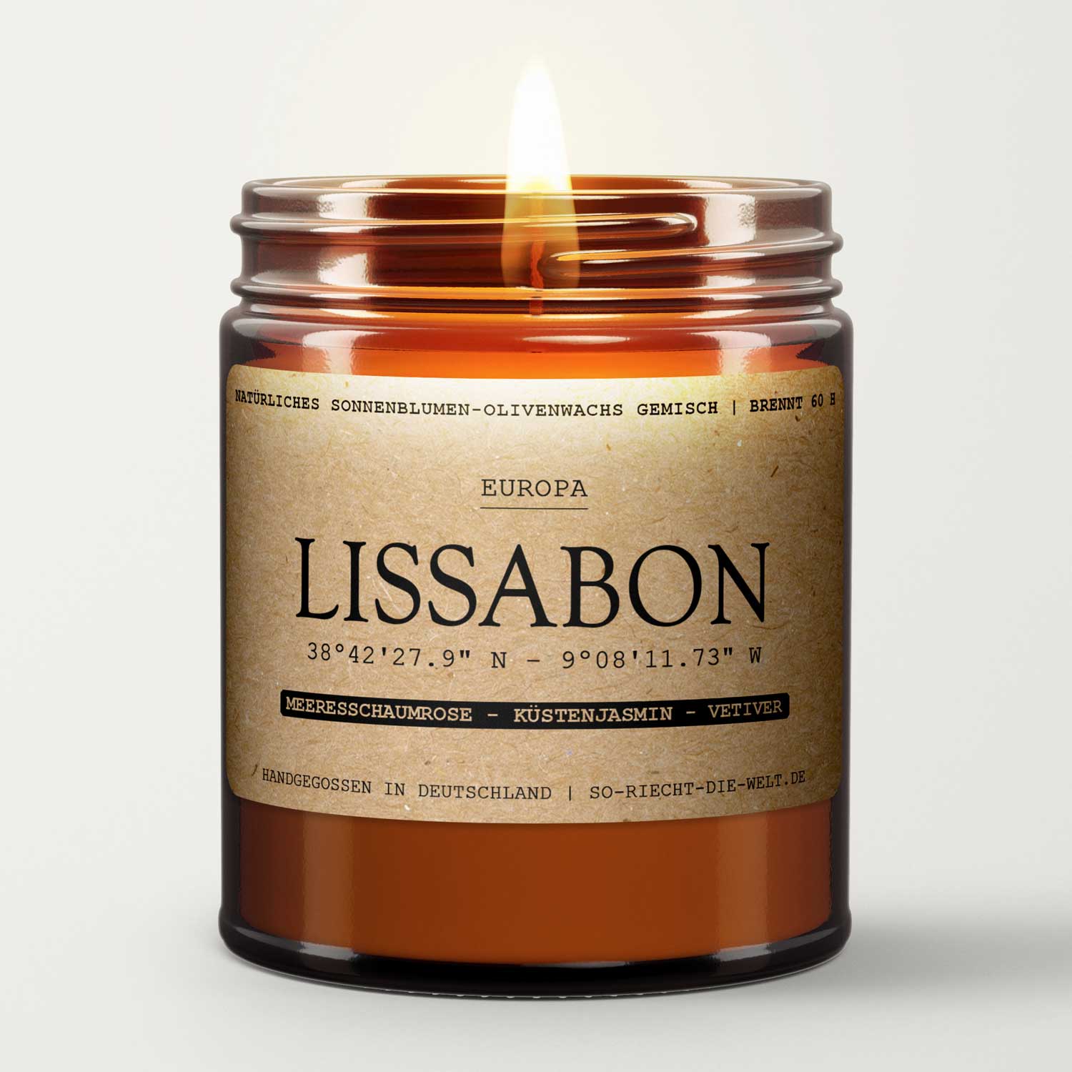 Lissabon Duftkerze - Meeresschaumrose | Küstenjasmin | Vetiver-1